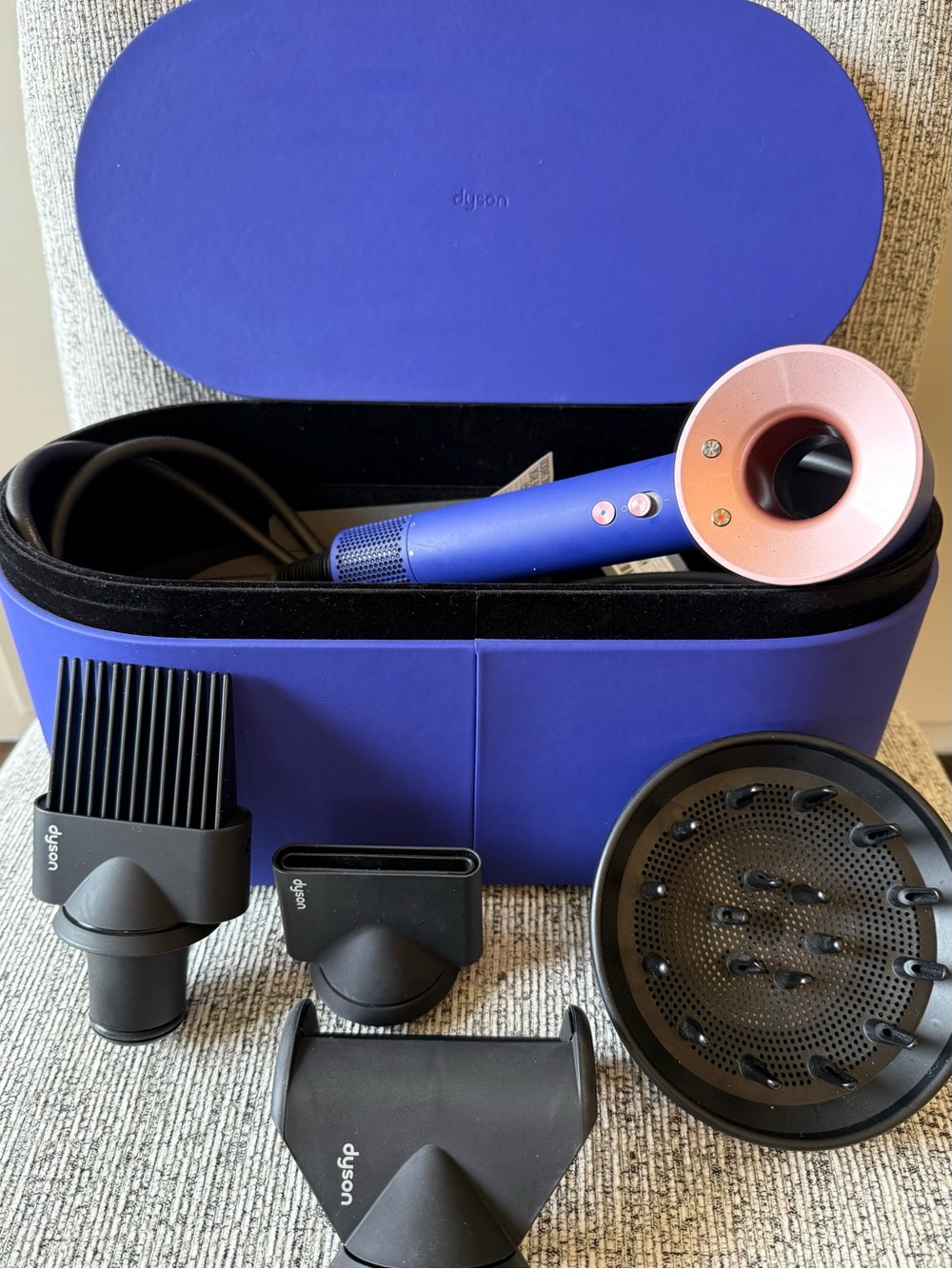 Dyson Supersonic Hair Dryer with Vinca Blue Case and Rose’ Trim